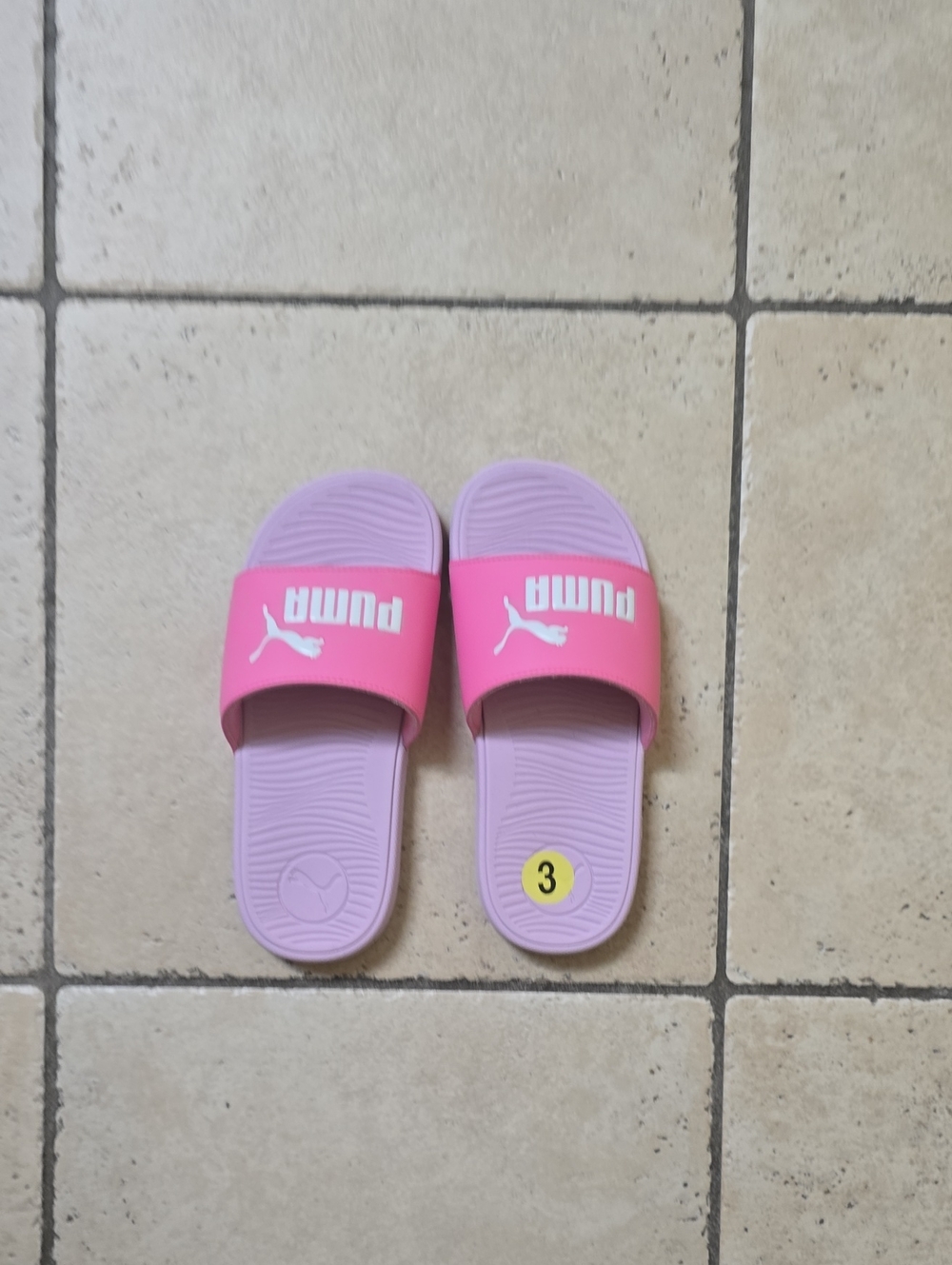 Puma Kids Pink and Light Pink Slide Sandals
